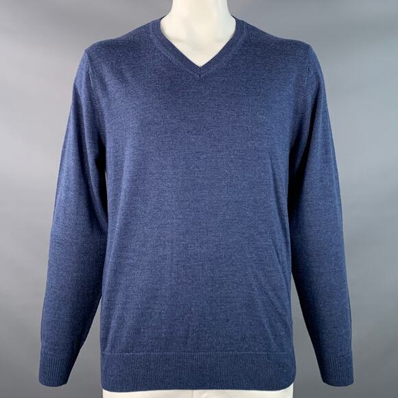 RODD & GUNN Size XL Blue Heather Knit Merino Wool Long Sleeve V-Neck Sweater